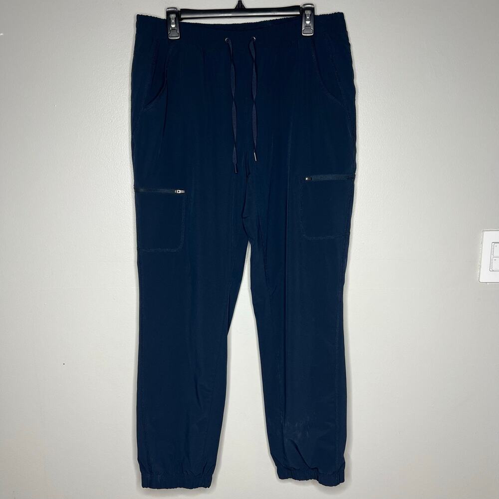 Eddie Bauer Womens Fleece Lined Joggers Size 14 Navy Secure Pocket Outdoors Hike